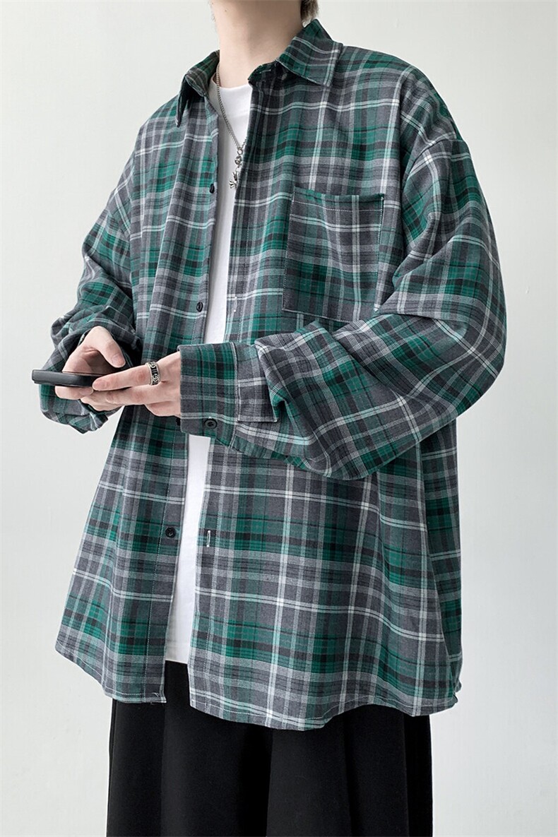 春款长袖衬衫格子衬衣男KD614-P50,男装衬衫,电商D312-1