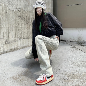 美式牛仔裤男春季新款高腰宽松显瘦百搭阔腿直筒长裤YD754-P50图片