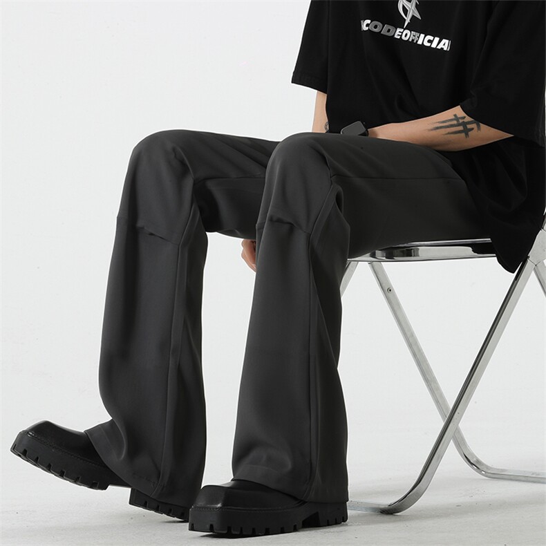 高街垂感休闲西裤ins潮设计感纯色微喇叭裤子XZ211-1-K2321-P50，男装西裤，星座211-1