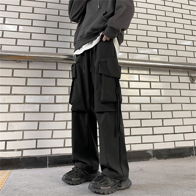 秋季百搭宽松休闲长裤工装裤男日系复古多口袋束脚裤K7461-P36,男装休闲裤,星座512-3