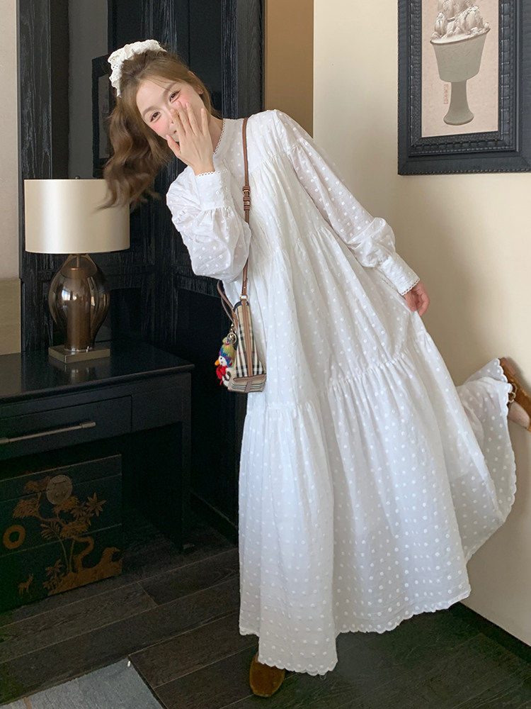 法式茶歇长袖连衣裙女2025春秋季新款温柔风宽松过膝显瘦衬衫裙子,女装连衣裙,C位