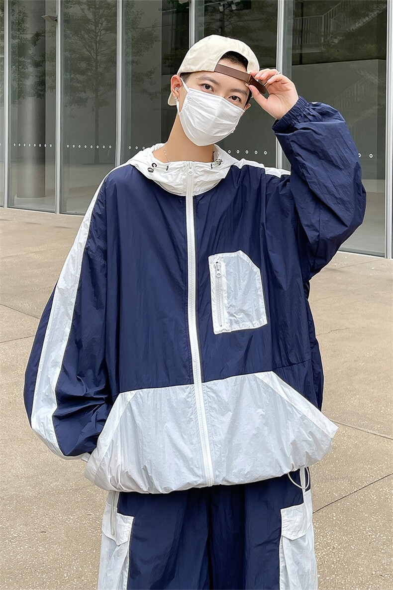 夏季夹克衫防晒服套装运动风撞色时尚防晒衣男XZ514-2-1610-P98,男装防晒衣,星座514-2(原B239)