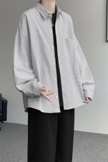 衬衫男秋季新款港风宽松条纹长袖衬衣CS801-特P29，男装衬衫，星座214-3