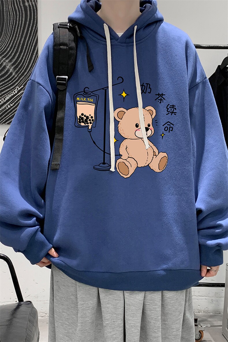WY2194-P35加绒款-P40纯棉连帽卫衣男大码运动帽衫宽松薄外套男,男装卫衣,电商A040