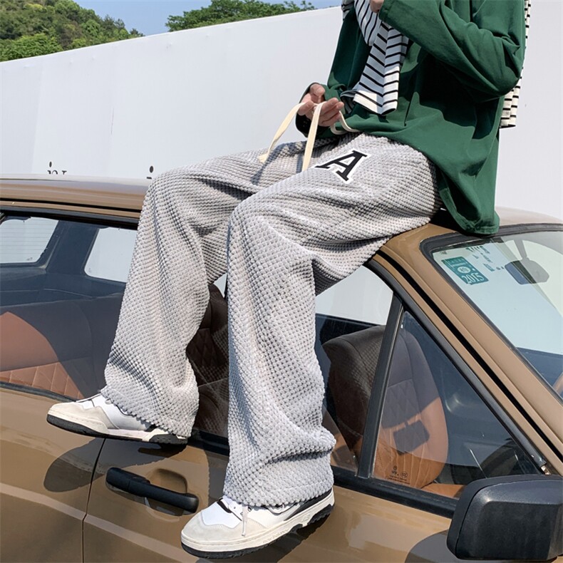 2024秋季新款宽编制绳玉米粒宽松直筒长裤227-2*C530*P50控68,男装休闲裤,星座227-2