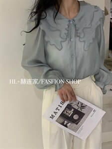 2022新款韩版 绣花大领衬衫图片