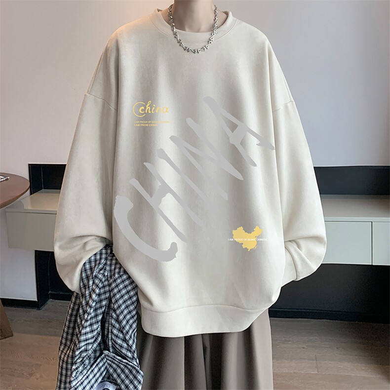 麂皮绒卫衣男大码重磅长袖t恤男JW81208-P35加绒款P45,男装卫衣,电商A040