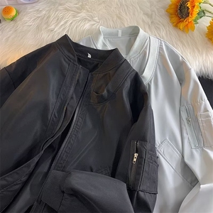 不规则外套棒球服男女情侣春季美式潮牌宽松飞行员夹克HJ488-P65图片