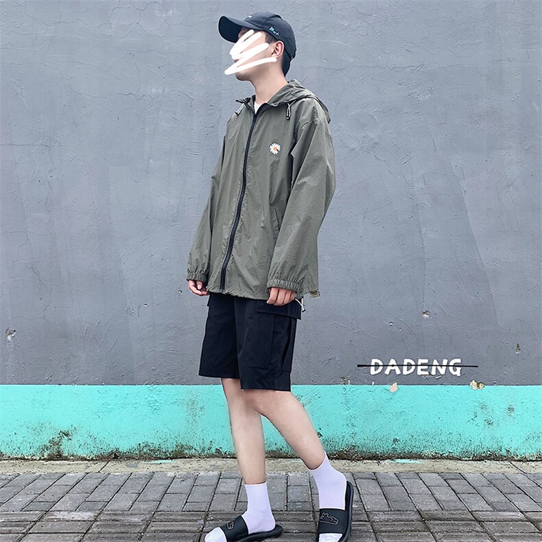 （港风模）小雏菊连帽防晒衣男薄款夹克外套100锦纶FS2021,男装夹克,电商A089-1