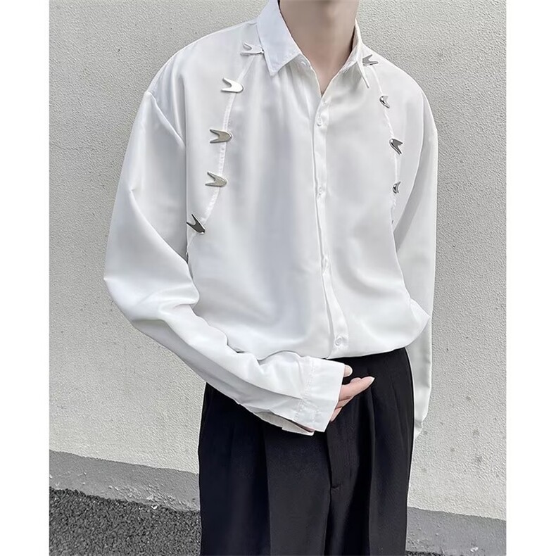 春夏季新款衬衫潮流慵懒男方领衬衫C653P40图片