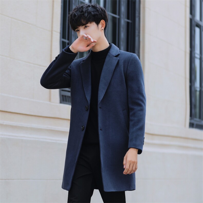 2026年秋冬季新款毛呢大衣男韩版修身羊毛呢男士休闲潮27008-P98，男装毛呢大衣，电商A355（原A415）