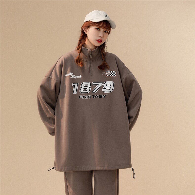 中性22秋季新品潮流字母印花套装半拉链卫衣运动裤TH100P110控138,男装休闲套装,A247A