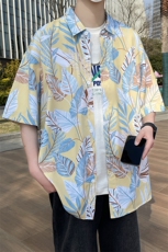 大码花衬衫男短袖夏季痞帅休闲上衣服外套翻领衬衣A012/824P35，男装衬衫，电商A012