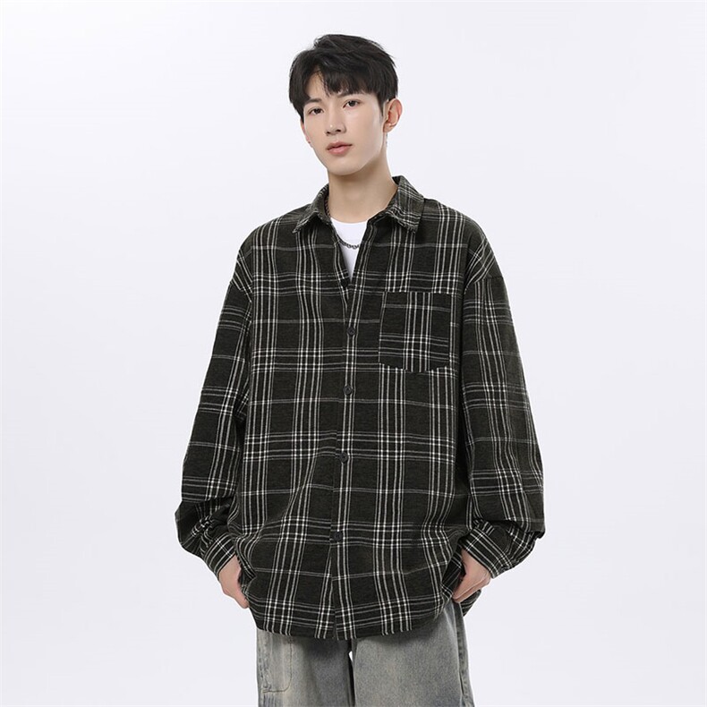 复古格子雪尼尔加厚衬衫夹克外套休闲情侣宽松C2201-P45【特价】,男装夹克,电商A007