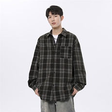 复古格子雪尼尔加厚衬衫夹克外套休闲情侣宽松C2201-P45【特价】，男装夹克，电商A007
