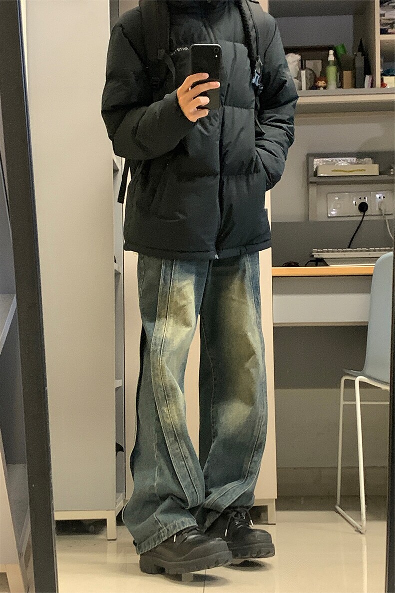 美式高街重工水洗宽松牛仔裤长裤A014-DY23309-P58控78,男装牛仔裤,电商A014