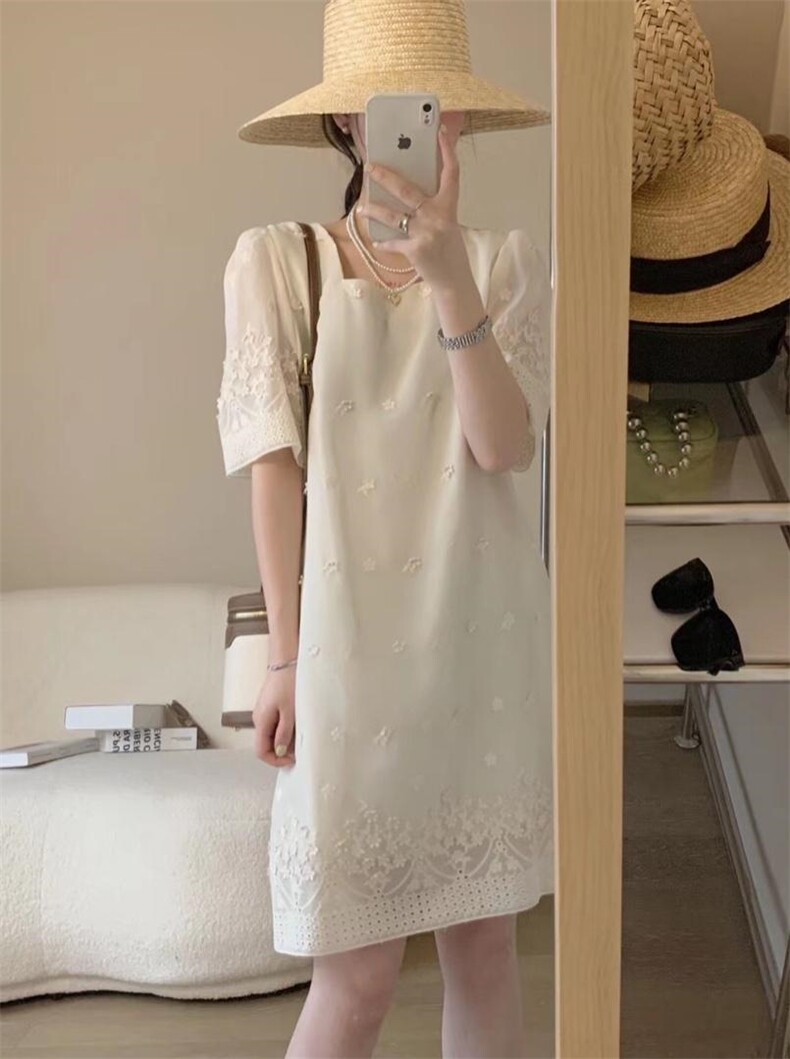 夏季温柔风连衣裙，女装连衣裙，唇蔻