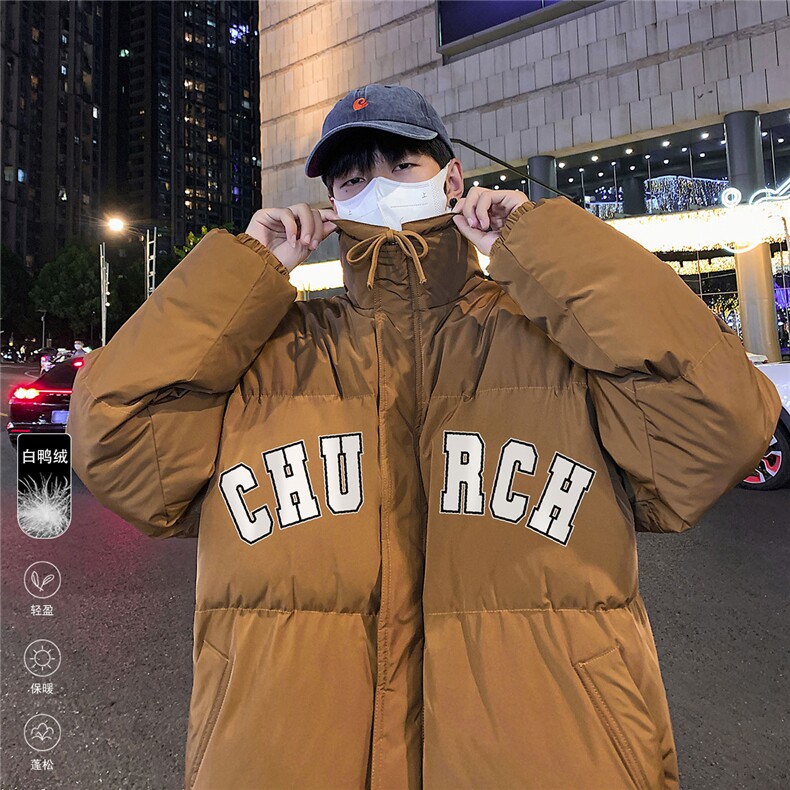 港风夜景字母印花时尚面包服白鸭绒羽绒服A247-YR213P195控258，男装羽绒服，电商A247