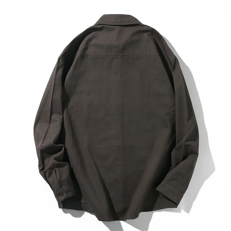 CS4005-P60秋季日系工装长袖衬衫纯棉男士大码宽松版外套M-5XL,男装衬衫,电商B280-1（原A049）