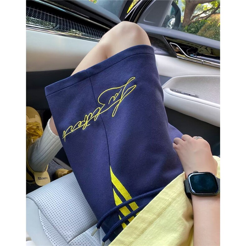 W10101-P33网图现货美式刺绣条纹休闲短裤潮牌宽松三条杠五分裤,男装牛仔裤,星座1608-2