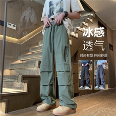 夏季户外机能拉链伞兵裤宽松休闲冰丝裤B315-K24171-特p35控68，男装休闲裤，电商B315