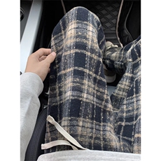 AK2469-P45重磅毛呢格子裤女秋冬新款休闲运动直筒裤，女装休闲裤，星座617A-2