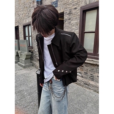短款cleanfit垫肩外套男款秋拉链小众设计感翻领正肩夹克JXZ126，男装夹克，星座1116A（原606A-3）
