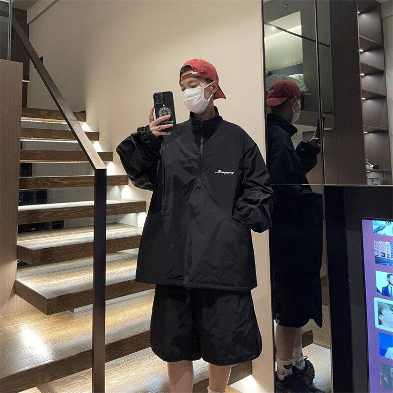 冲锋防晒衣套装男夏季钓鱼服运动外套短裤两件套TZ68310B-2-P80,男装休闲套装,星座310B-2
