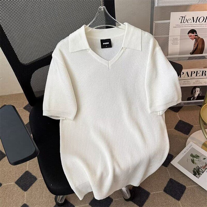 老钱风针织短袖polo衫男夏季美式复古高级感t恤cleanfit凉感半袖图片
