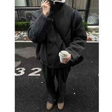 潮流混纺前纤丝套羊羔绒棉服ins文艺慵懒时尚保暖外套棉服简约搭，男装棉衣，星座302B