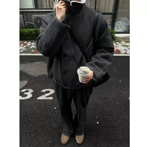 潮流混纺前纤丝套羊羔绒棉服ins文艺慵懒时尚保暖外套棉服简约搭图片