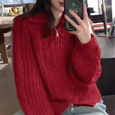 2025年秋季时尚百搭通勤简约休闲拉链开衫,女装针织衫/毛衣,秀阁羊绒, 2025年秋季时尚百搭通勤简约休闲拉链开衫,女装针织衫/毛衣,秀阁羊绒,