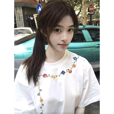 万针全刺绣工艺抖音得物高品质260克重磅纯棉双纱美式高街短袖T恤，男装T恤，电商A486