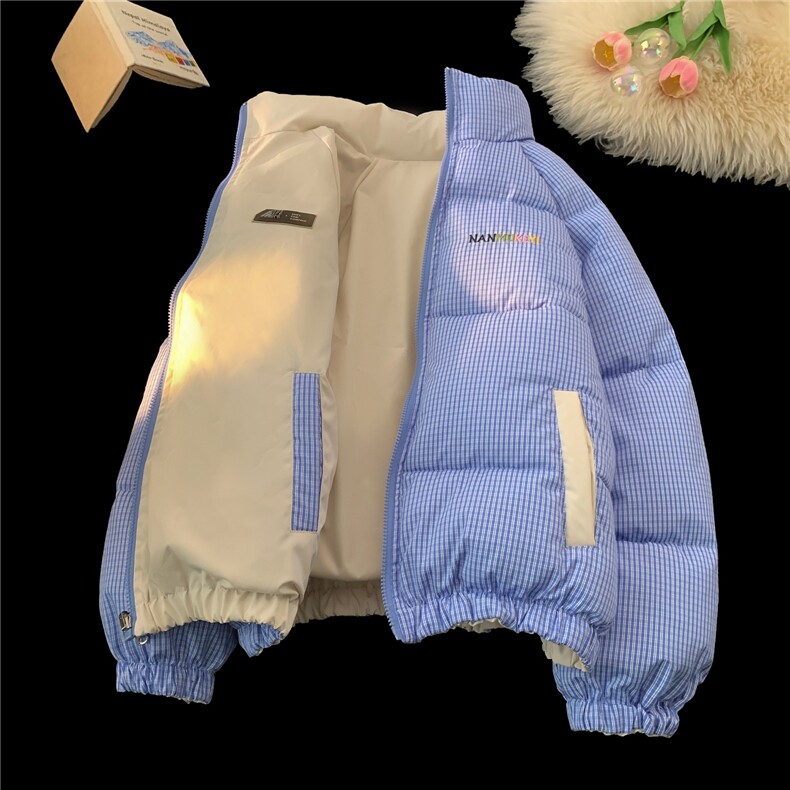 XZ-230-1MY700冬平铺简约百搭格子刺绣双面穿休闲面包服P118控158，鞋类箱包手腕包，星座230-1