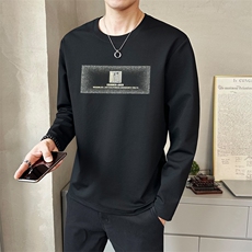 春秋新款纯色印花时尚圆领卫T潮流韩版休闲打底T恤T202-P45，男装T恤，电商A237