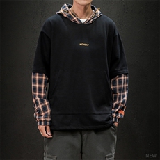 春季男士潮牌in卫衣韩版嘻哈假两件带帽衫DT，男装卫衣，电商A102