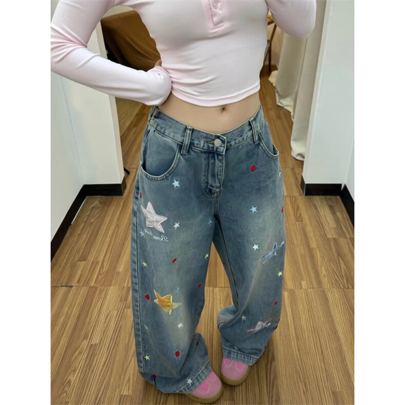 1506-1/KB51441/P57个性字母牛仔裤嘻哈ins潮高街潮流痞帅裤男女,男装牛仔裤,星座1506-1