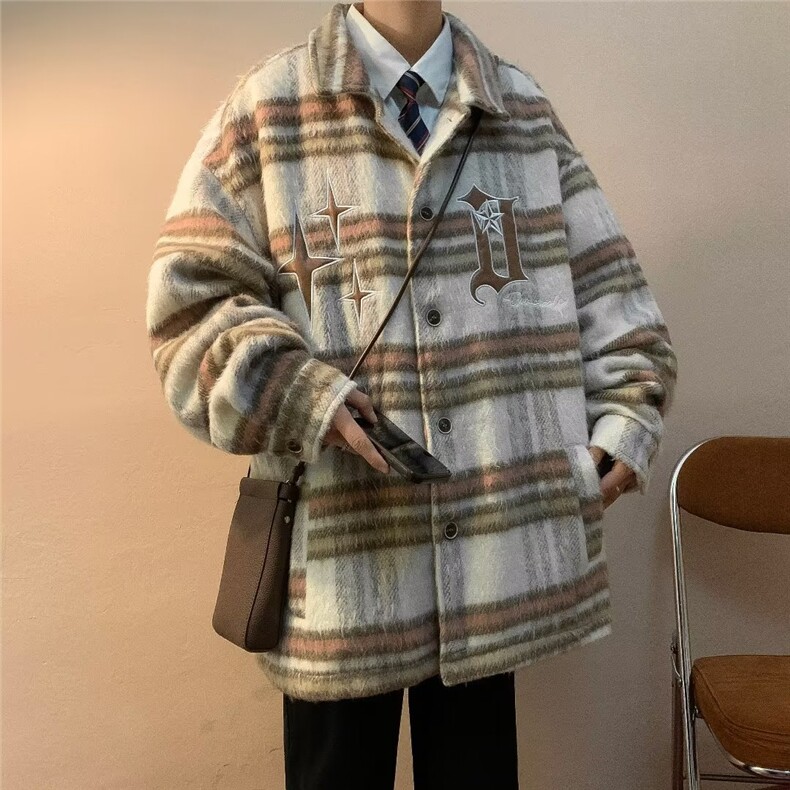 海马毛皮刺绣外套男韩版潮流高街帅2025冬季新款ins夹克W5195-P73,男装夹克,星座412