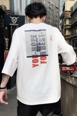 男士夏季五分半袖T恤潮流休闲ins港风纯棉短袖上衣男装DS341TP25，男装T恤，电商A102