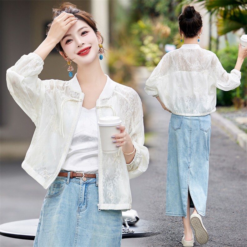 中式刺绣夹克短外套女2025春季新款春秋时尚气质减龄百搭优雅上衣，女装防晒衣，韩美纤衣