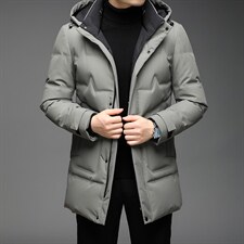 中老年羽绒服男中长款爸爸冬装休闲外套中年男士QLMF8239-P305，男装羽绒服，电商B212（原钱塘6029）