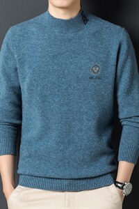 2023冬装厚纯羊毛毛衣男中青年圆领针织衫爸爸装上衣ZSZ5506-P200图片