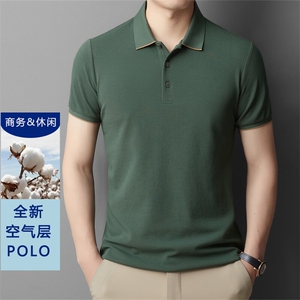 夏季男士短袖T恤透气抗菌棉polo衫百搭宽松休闲商务翻领男装上衣图片