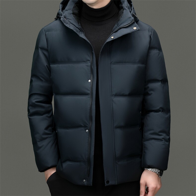 秋冬季白鸭绒羽绒服休闲男士短款加厚可脱卸帽时尚保暖男外套，男装羽绒服，钱塘6003（原4033）