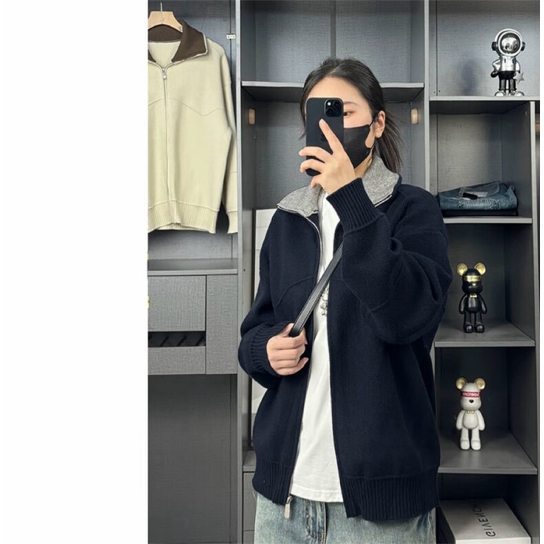 25851-特P70巴恩风撞色翻领外套男士针织衫开衫休闲毛衣,男装针织衫/毛衣,电商D310B