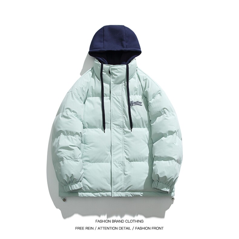 2024秋冬新款高品质印花拼接假两件连帽棉服外套A436-2802-P150,男装棉衣,电商A436
