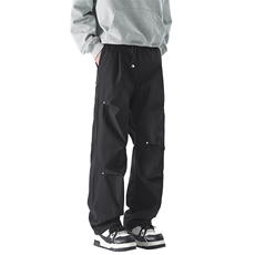 冬季潮流宽松阔腿直筒裤加绒休闲裤A086-HK52129-加绒P44常规P28，男装休闲裤，电商基地A086