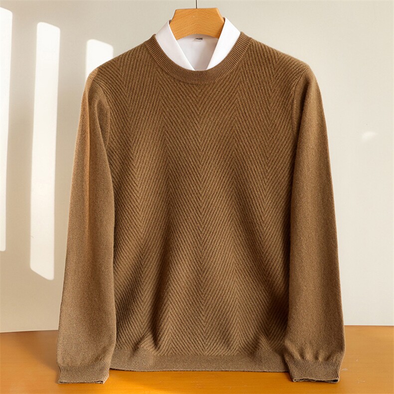 2024秋冬新款羊绒衫山羊绒圆领纯色长袖针织打底男装，男装羊绒套衫，米田羊绒