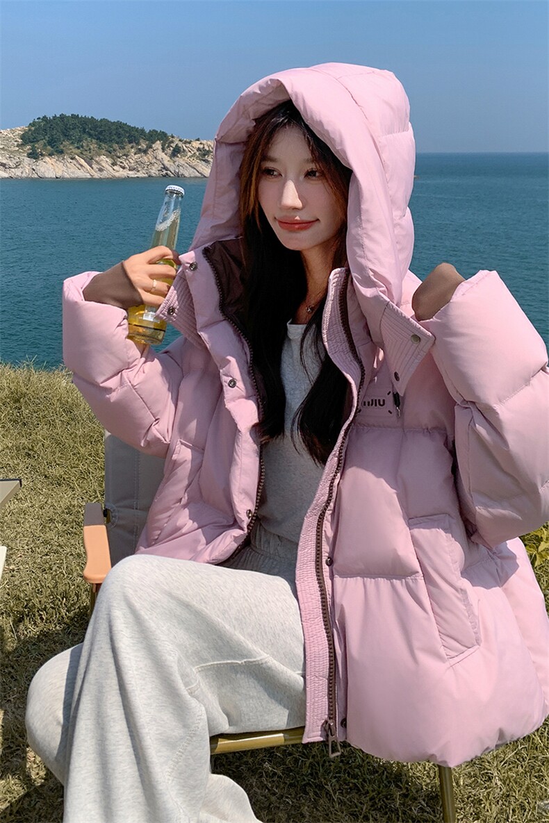 白鸭绒90%冬季短款羽绒服港风休闲连帽外套女,男装羽绒服,电商A409-1