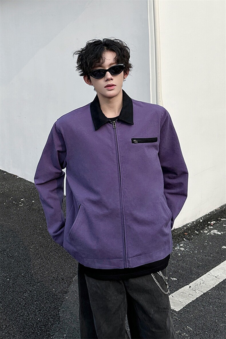 8XL-M春季水洗帆布短款夹克男生vintage美式复古工装外套JK003P98,男装夹克,电商B312